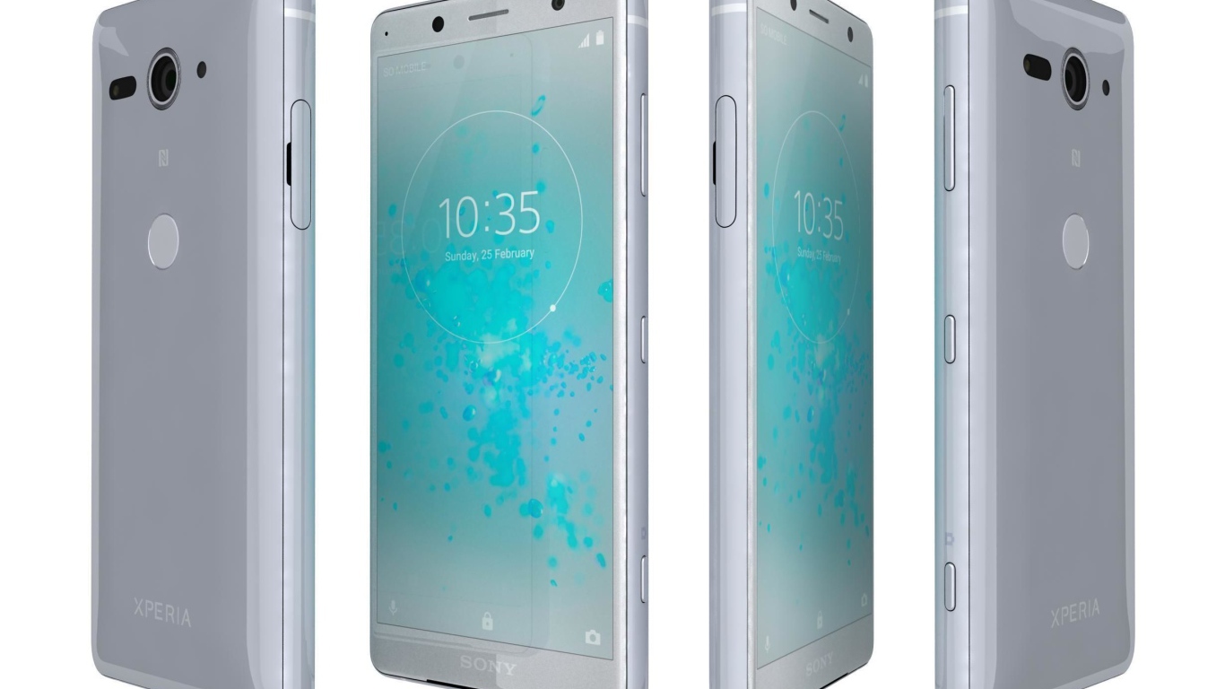 Новый компактный смартфон Sony Xperia XZ2 на белом фоне