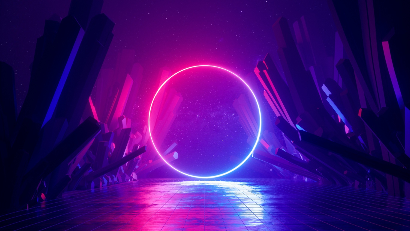 Большой яркий неоновый круг 