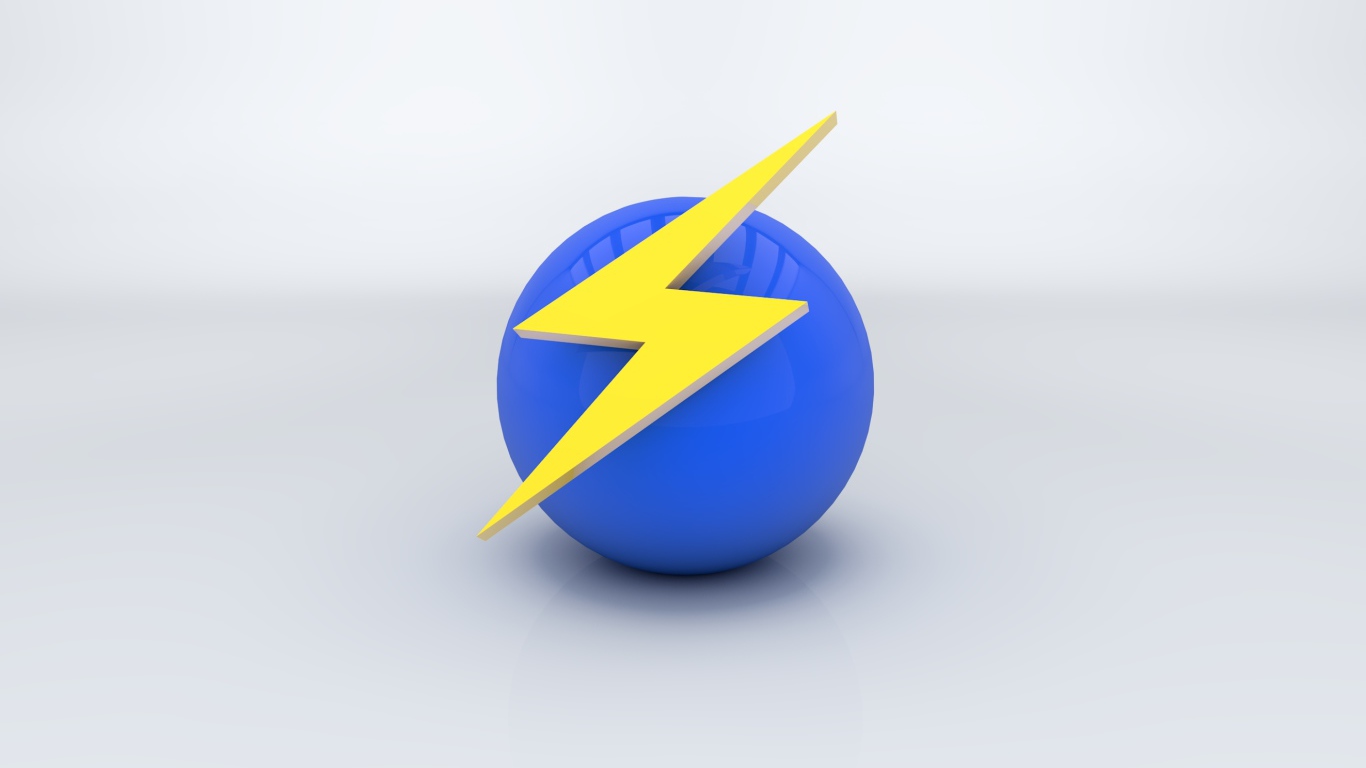 Blue ball with yellow lightning 3D graphics