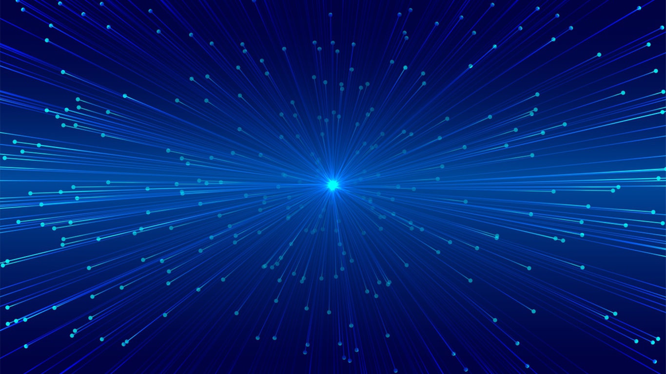 Яркие лучи вылетают из голубой точки 