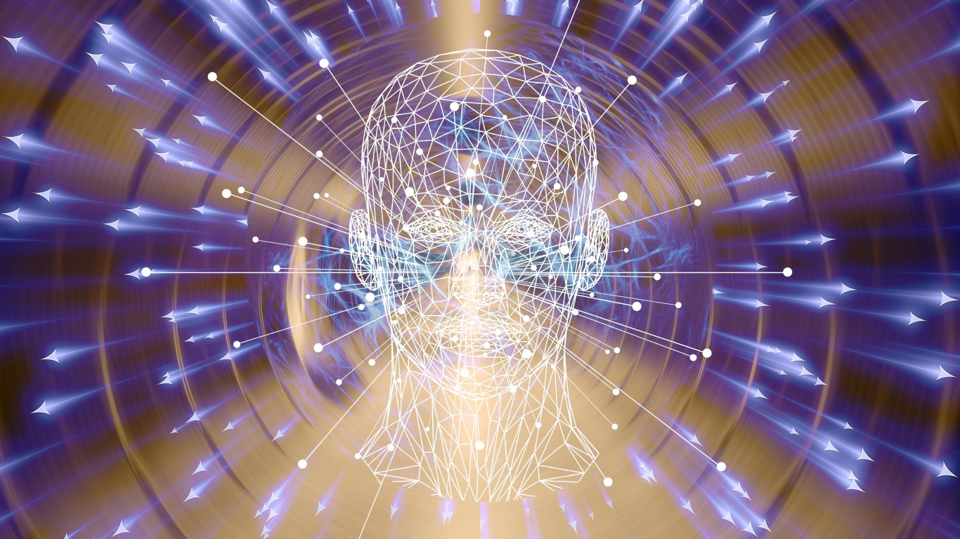 Лицо виртуального разума с белой паутины 