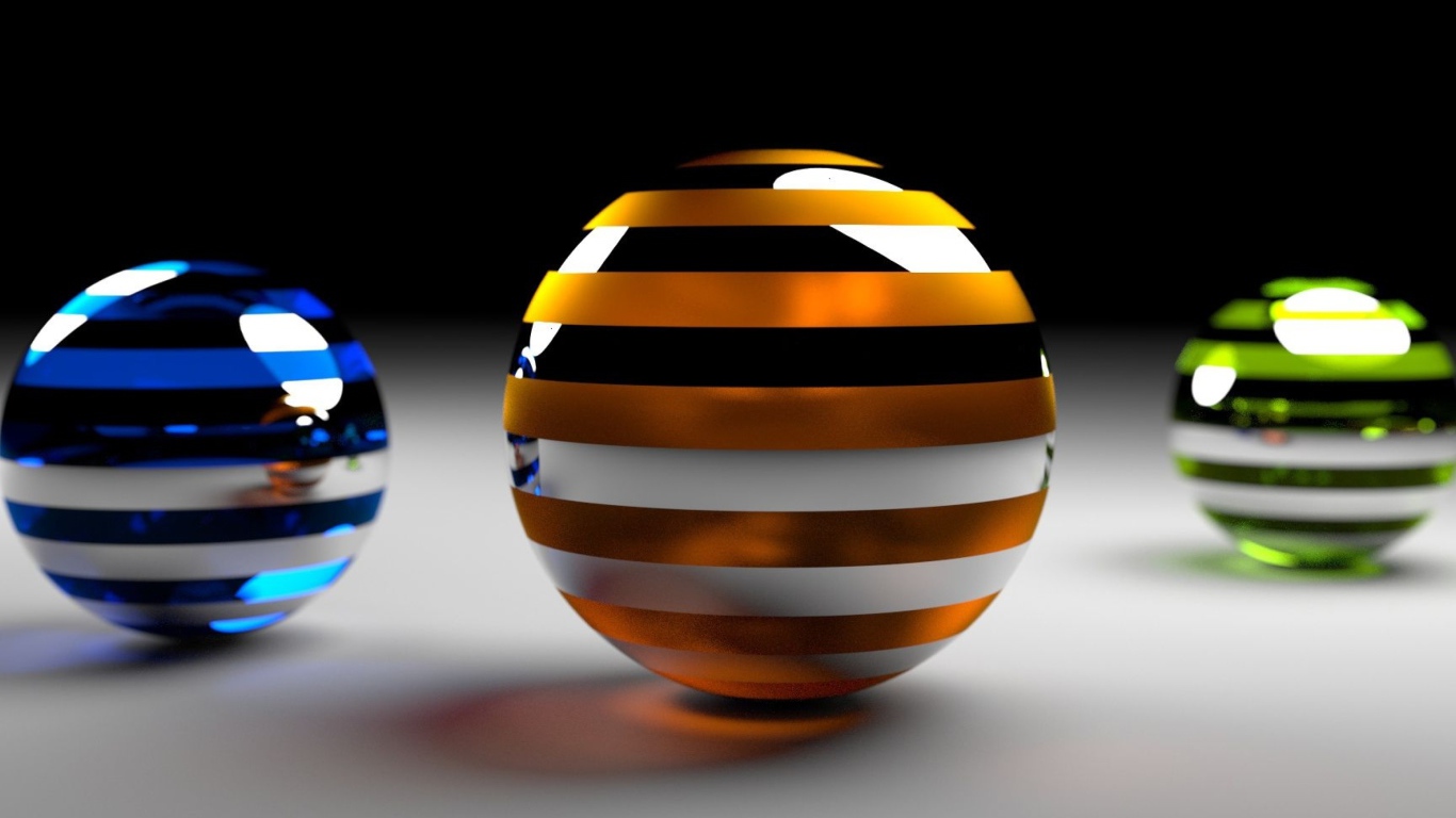 Разноцветные 3д шары на серой поверхности 
