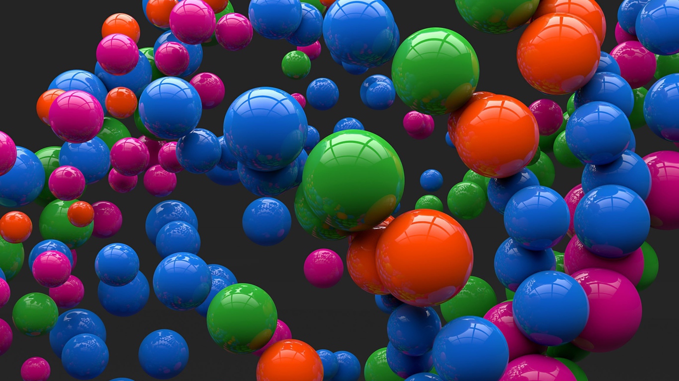 Разноцветные шары на сером фоне 3д графика