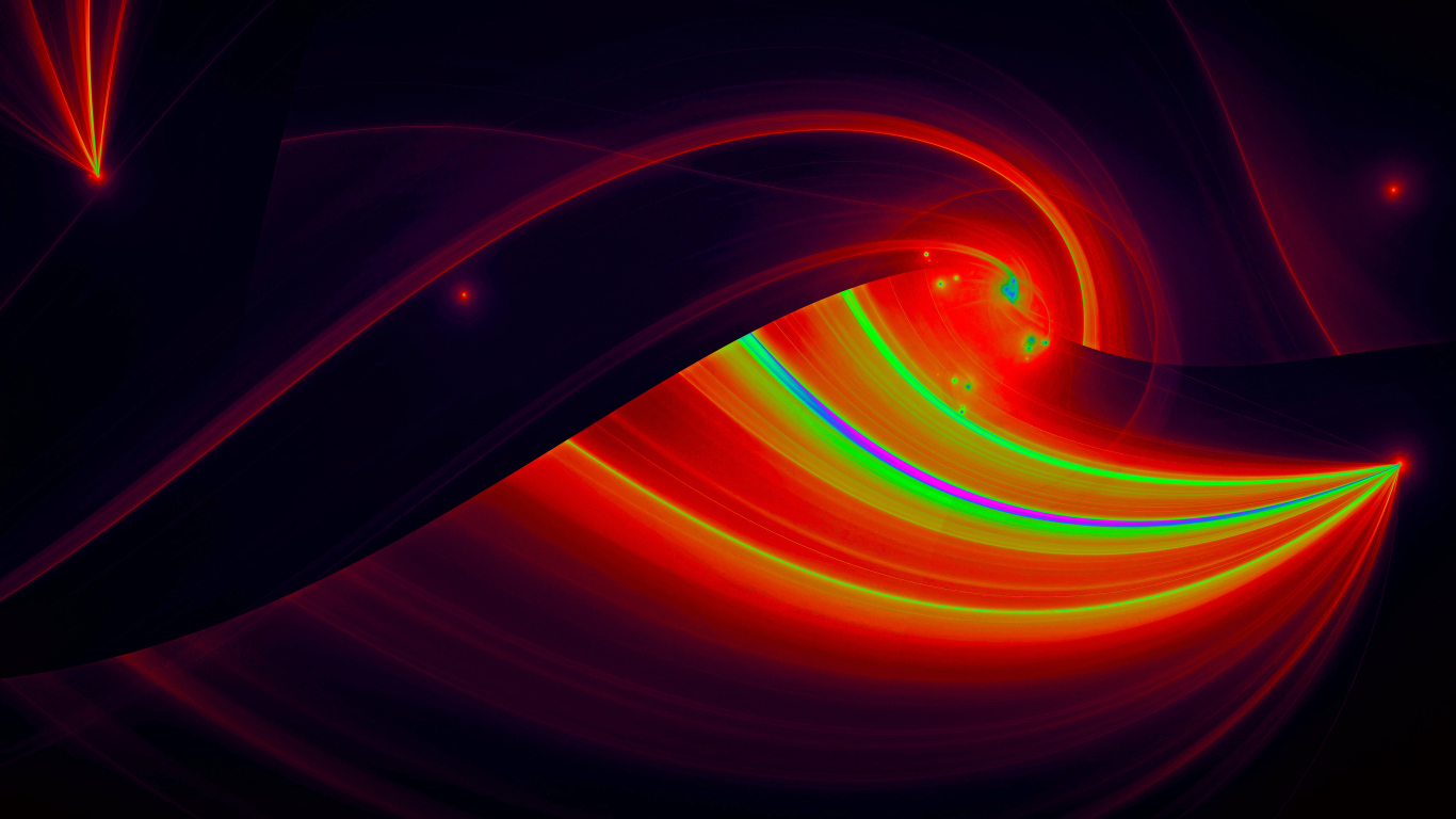 Разноцветные яркие абстрактные линии на фиолетовом фоне