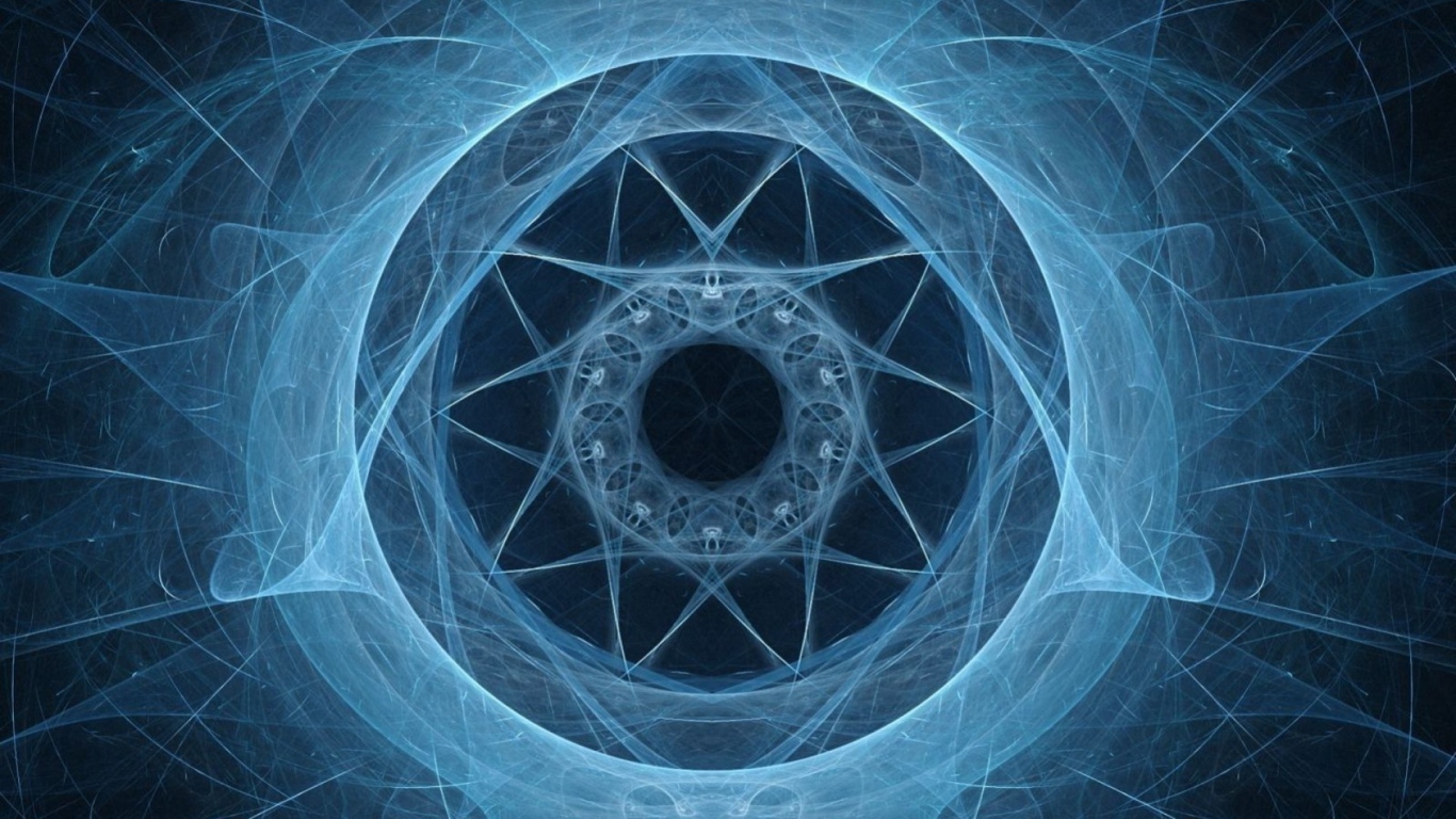 Неоновый симметрический фрактальный рисунок 