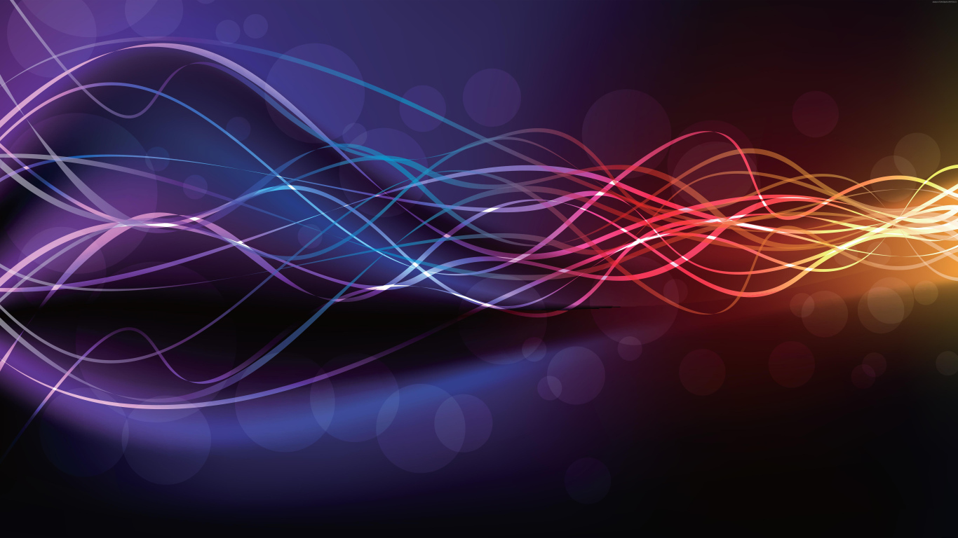 Тонкие неоновые волны на фиолетовом фоне 