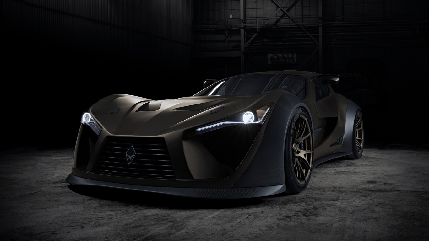 Дорогой автомобиль Felino CB7R с включенными фарами