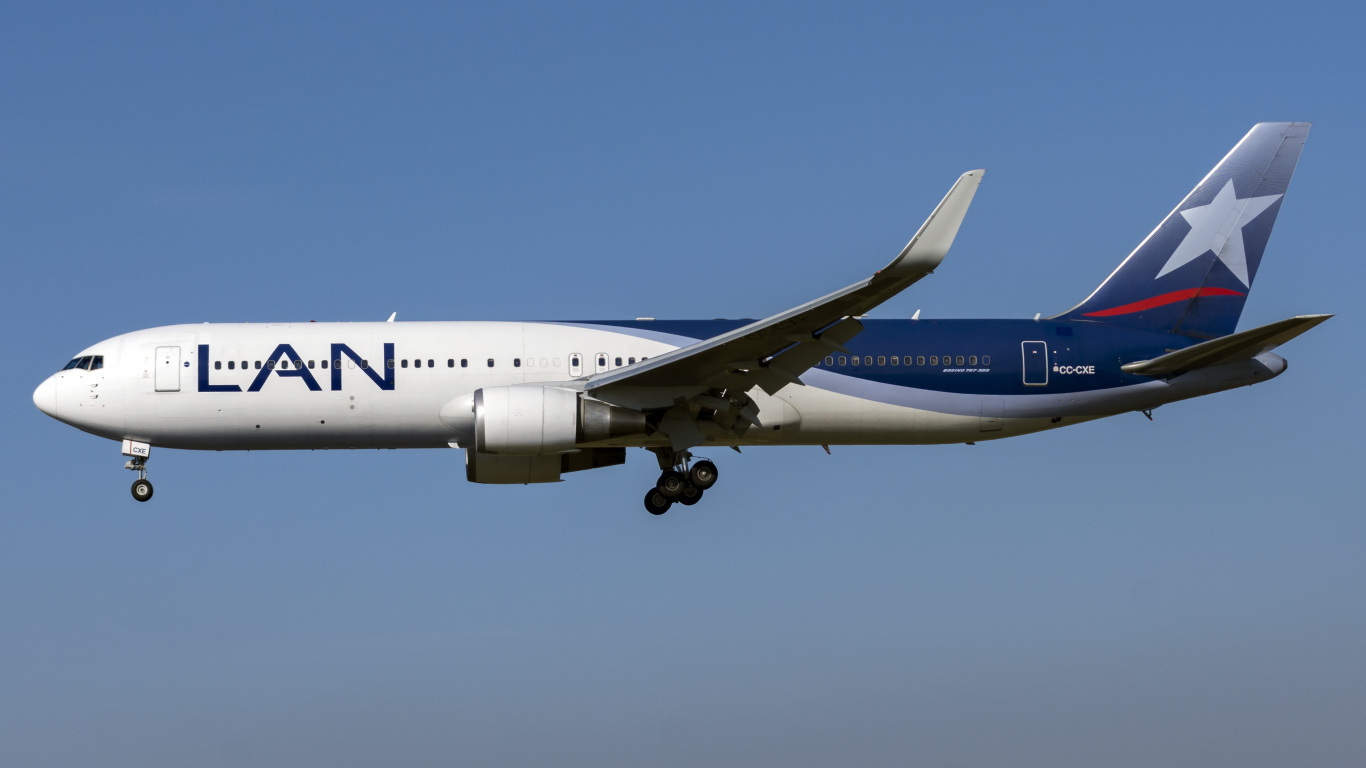 LATAM passenger Boeing 767-300W in the sky