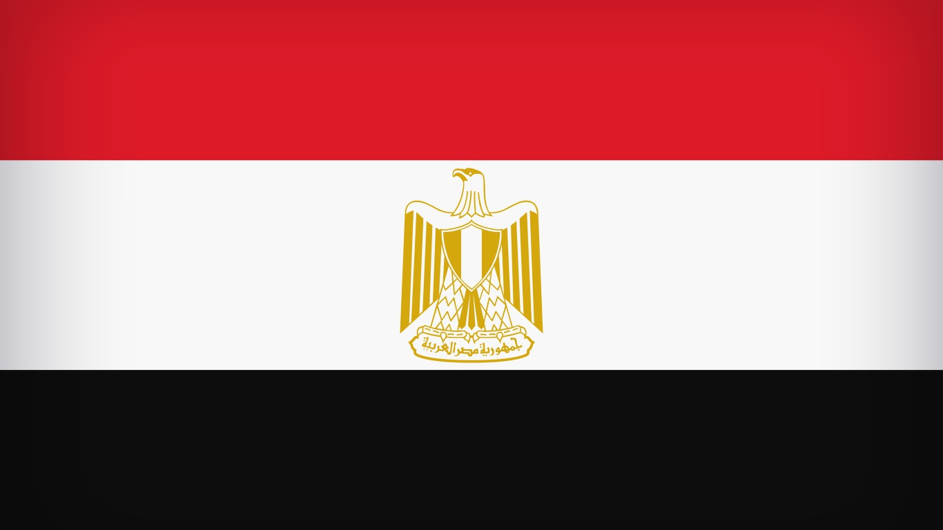 Tricolor flag of Egypt with an eagle