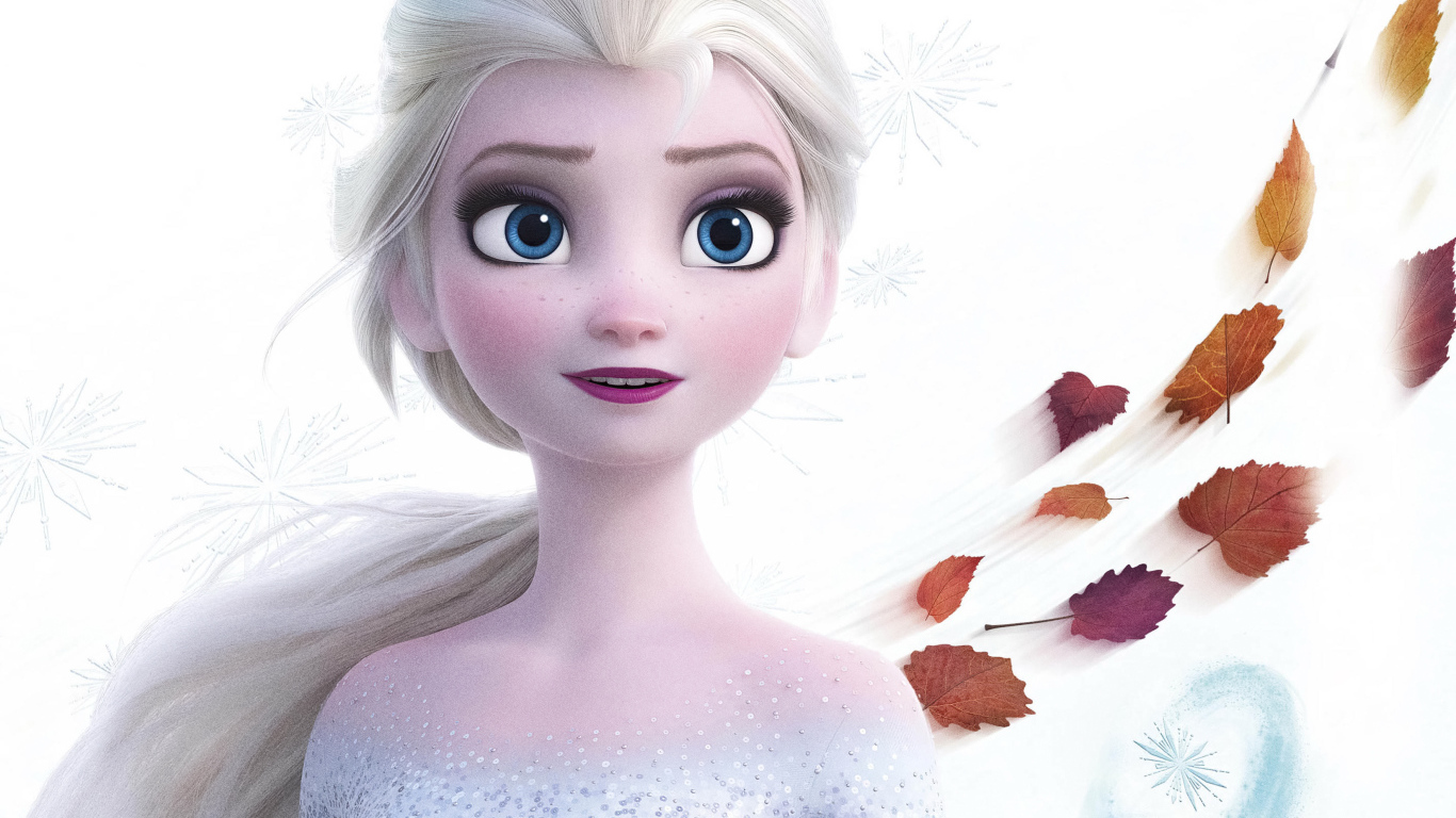 Красивая голубоглазая девушка Эльза, персонаж мультфильма Холодное сердце 2