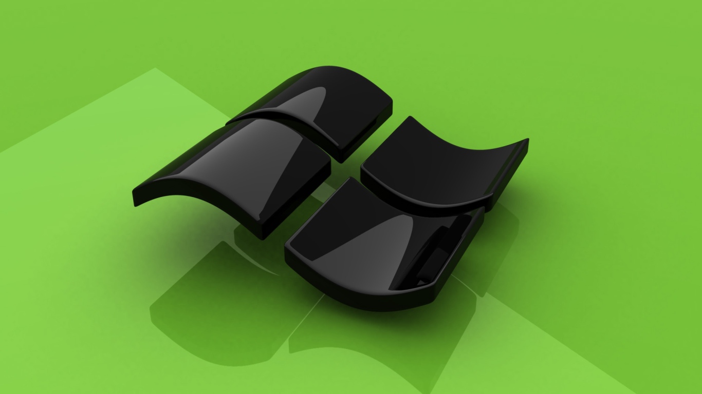Черный значок Windows на зеленом фоне