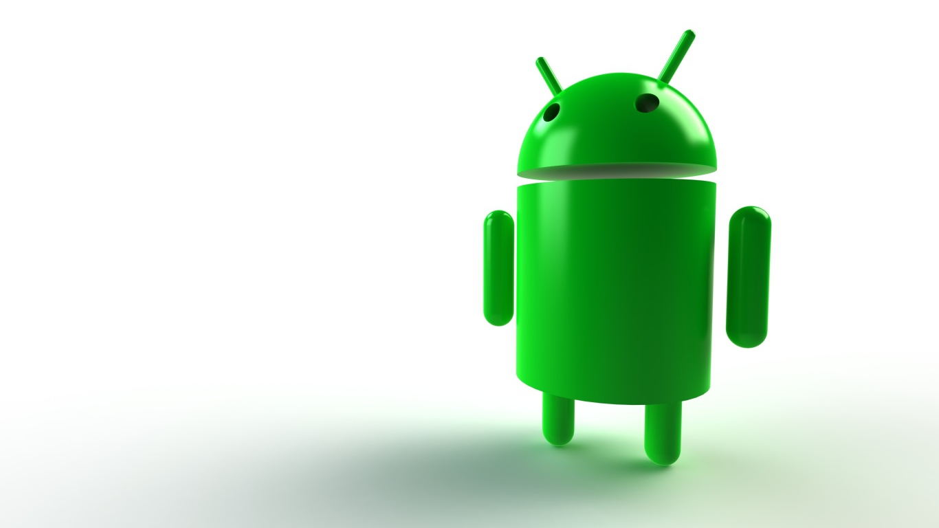 Зеленый андроид на белом фоне