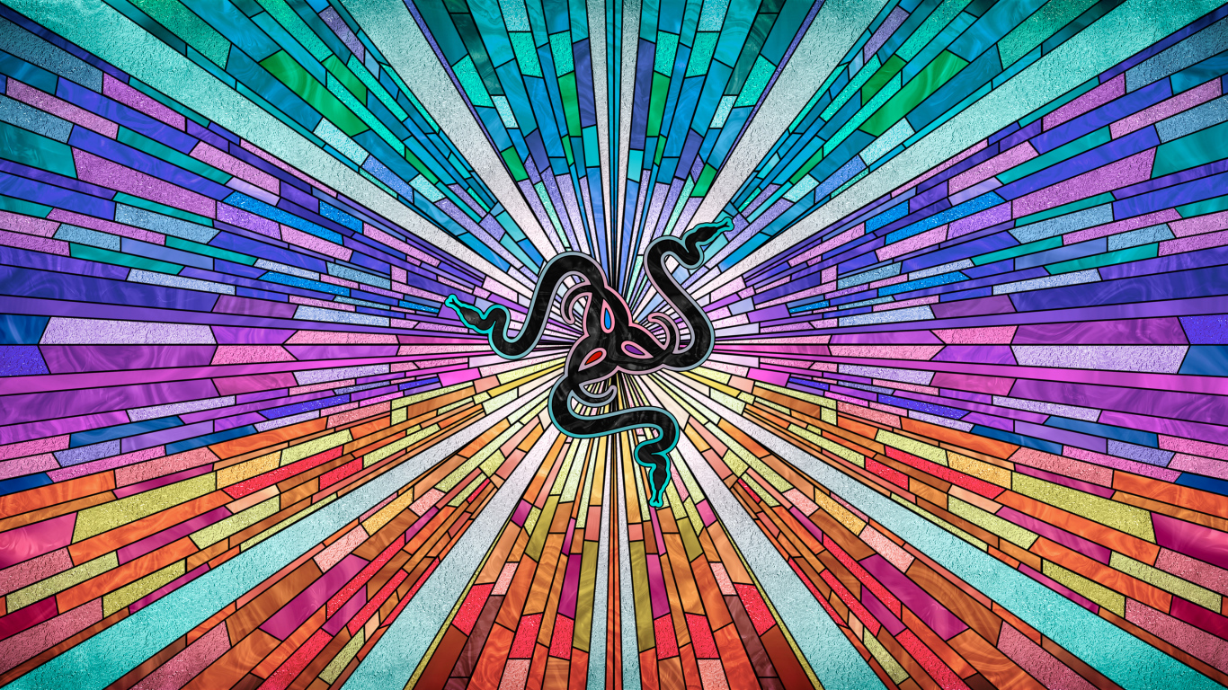 Значок Razer на разноцветном графическом фоне