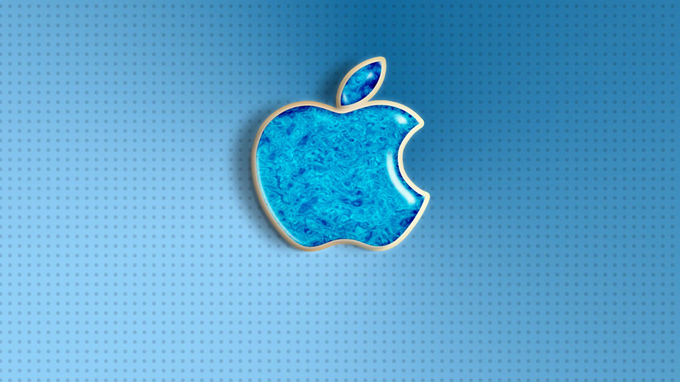 Голубой значок apple на фоне с точками