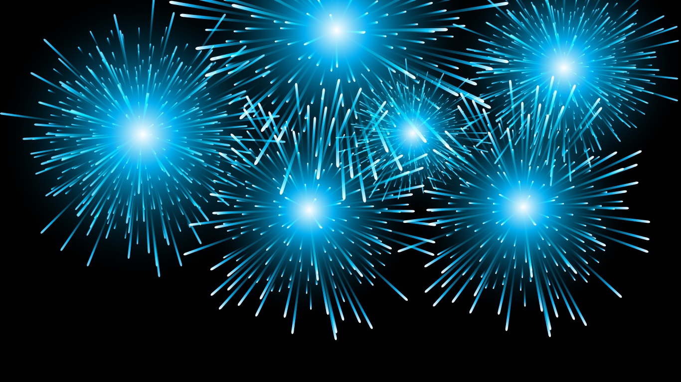 Яркий голубой салют на черном фоне