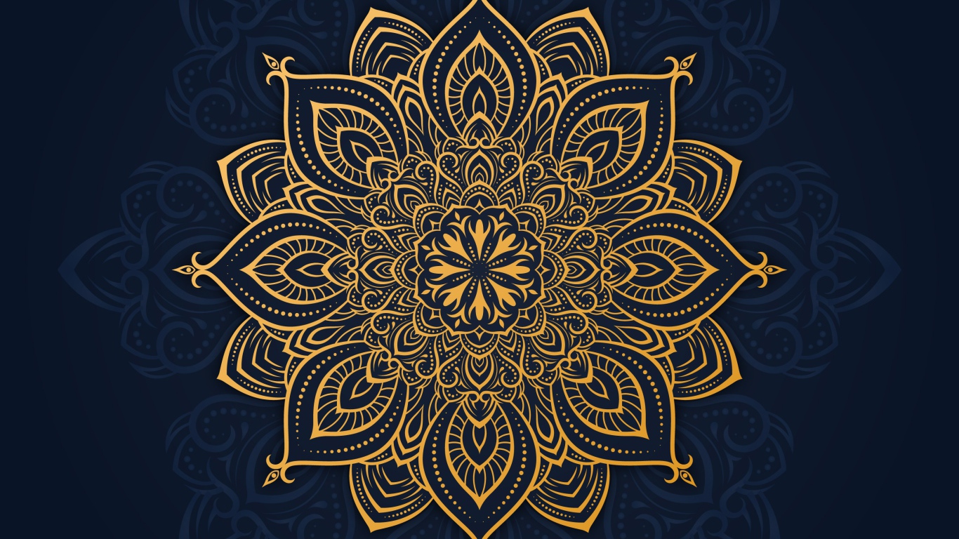 Красивый золотистый рисунок на синем фоне