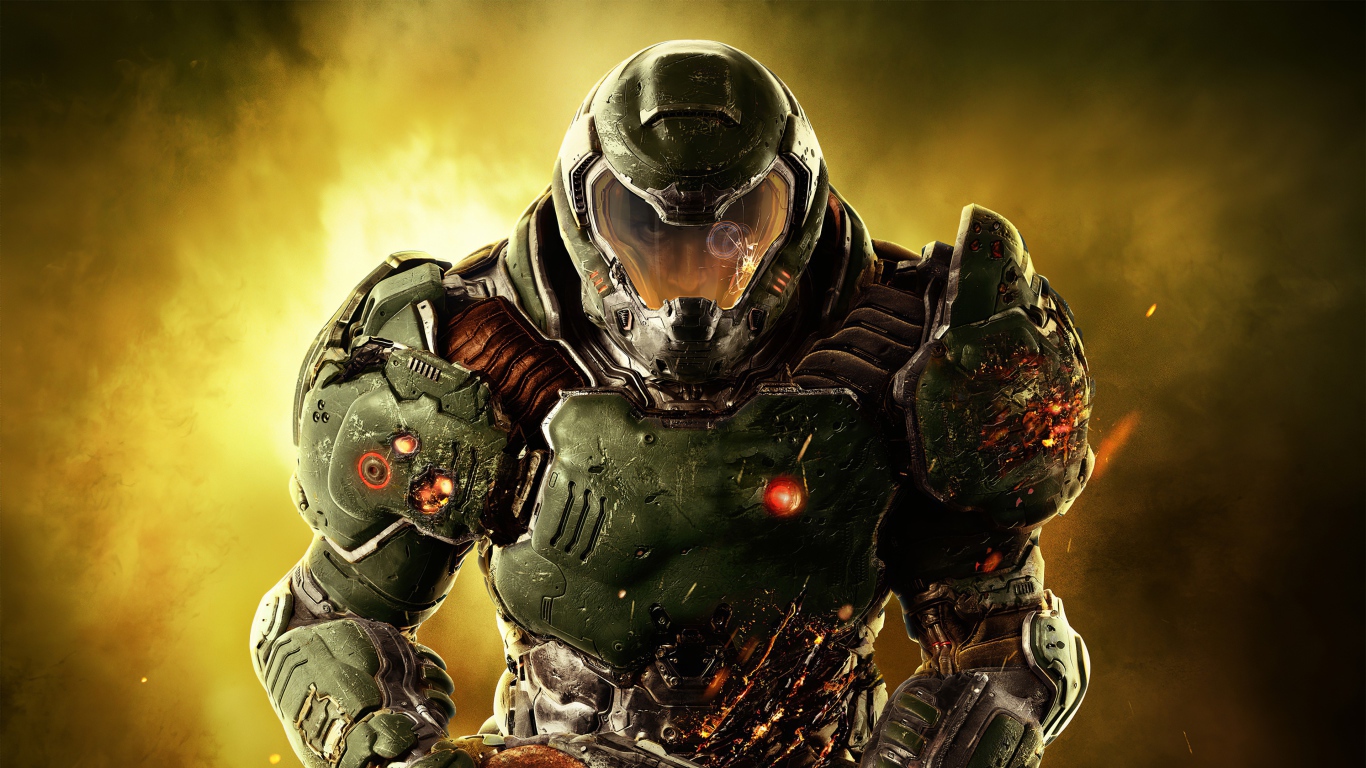 Воин в броне персонаж компьютерной игры Doom Eternal, 2020