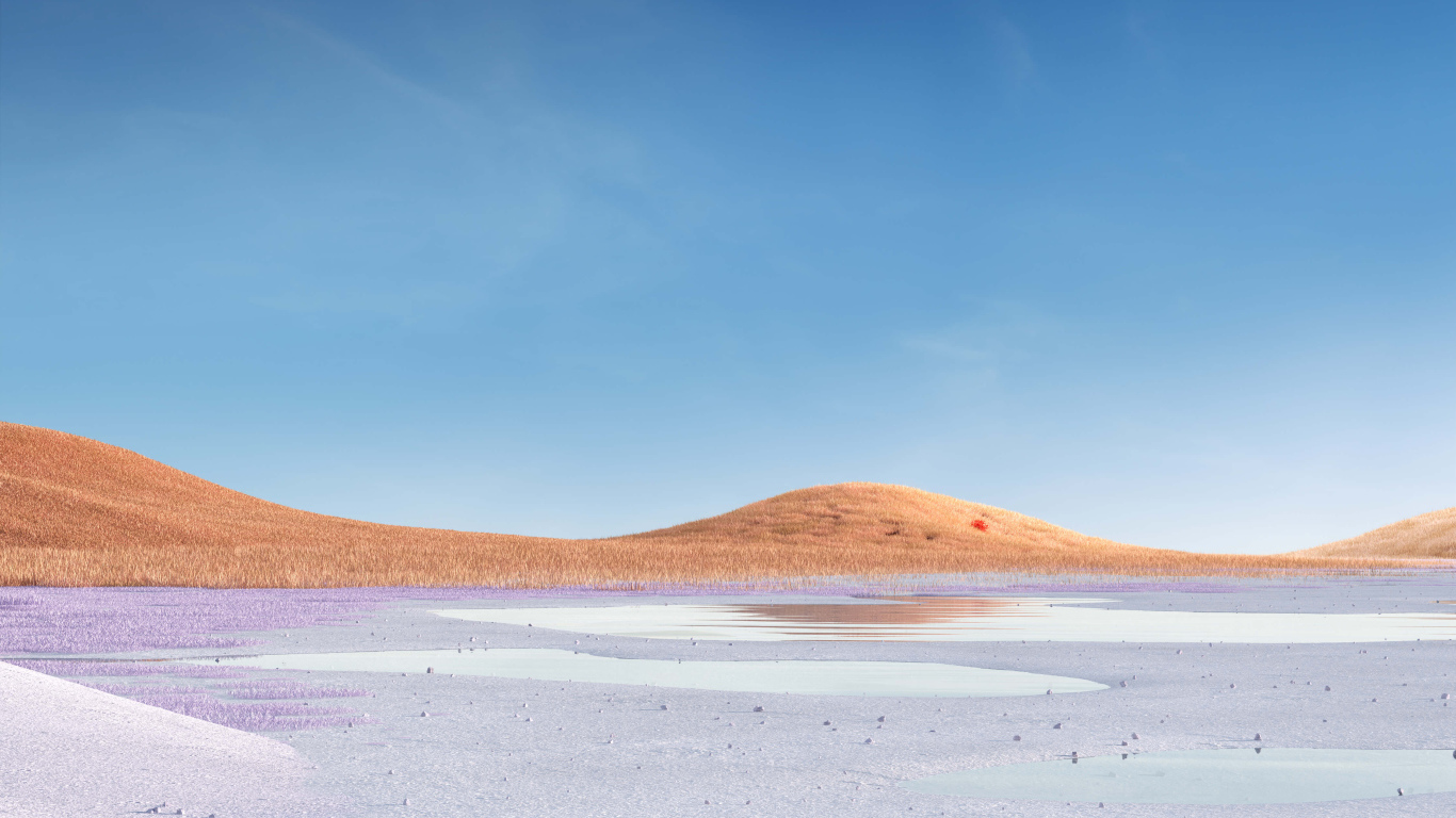 Высохшее озеро на фоне голубого неба