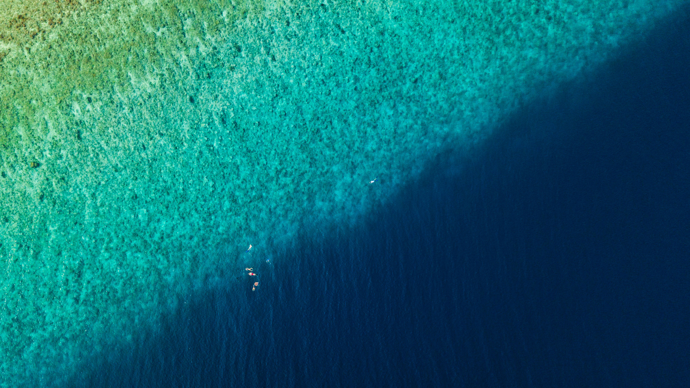 Top view of the calm blue sea