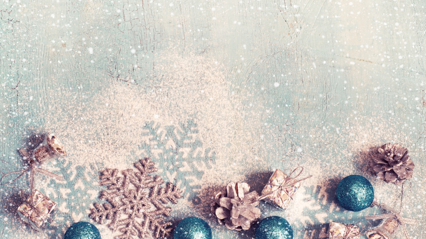 Новогодний декор на голубом фоне, шаблон для праздничной открытки 