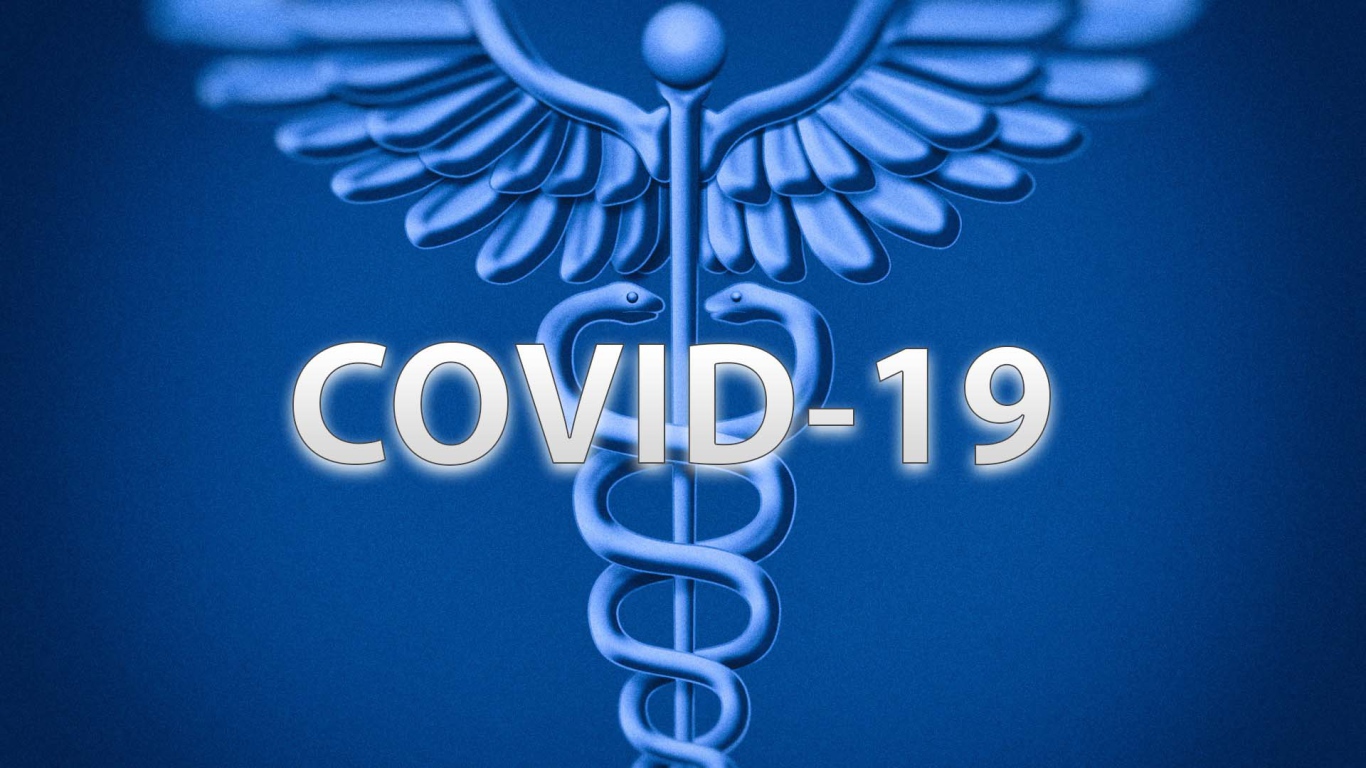 Надпись коронавирус covid-19 на синем фоне