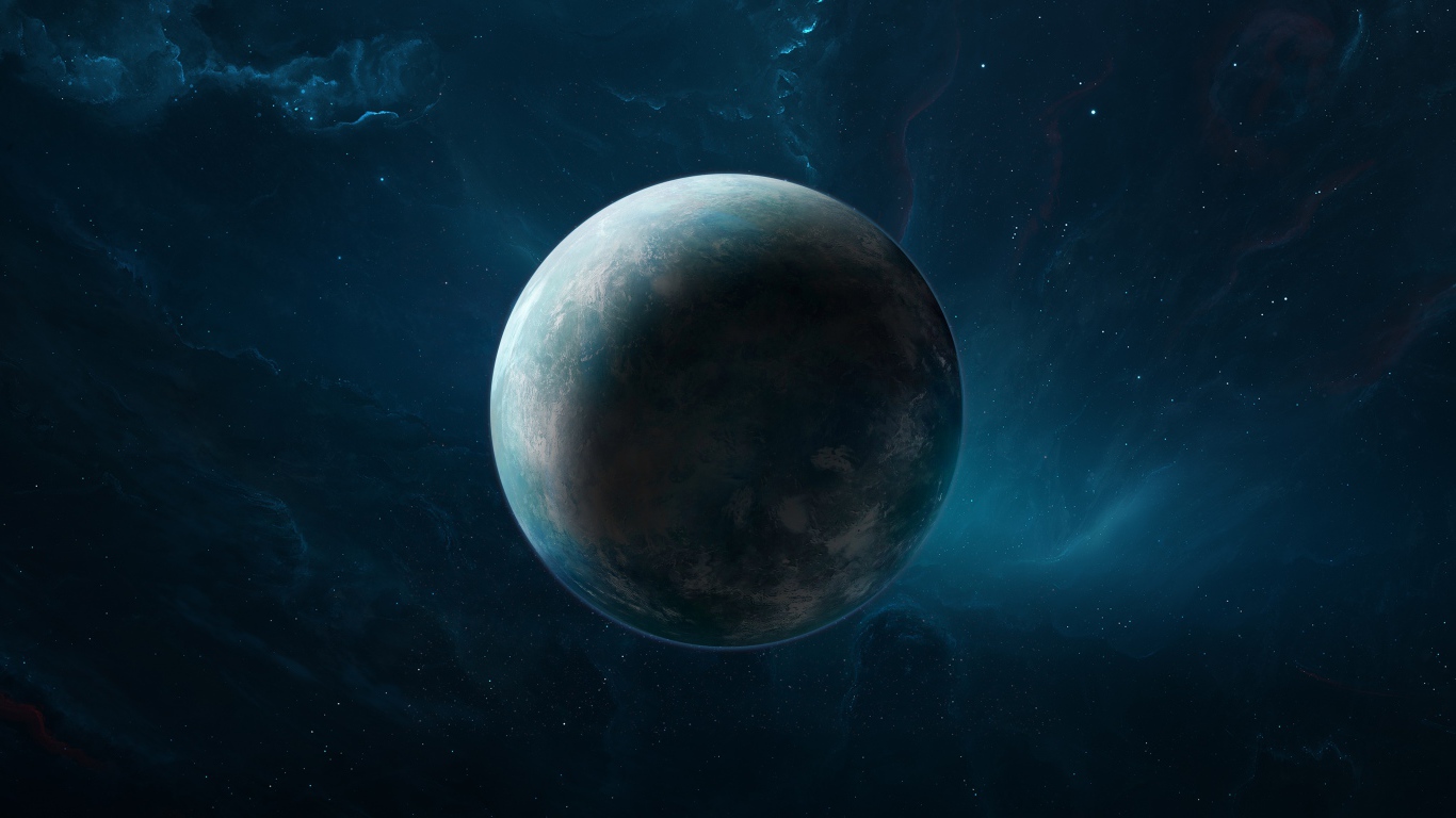 Большая планета Земля в голубом космосе 