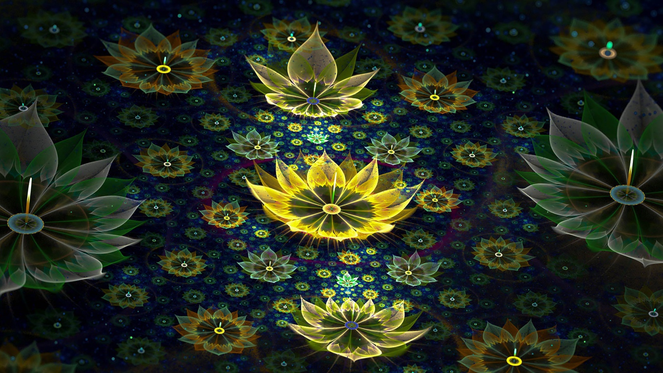 Красивые 3д цветы на черном фоне