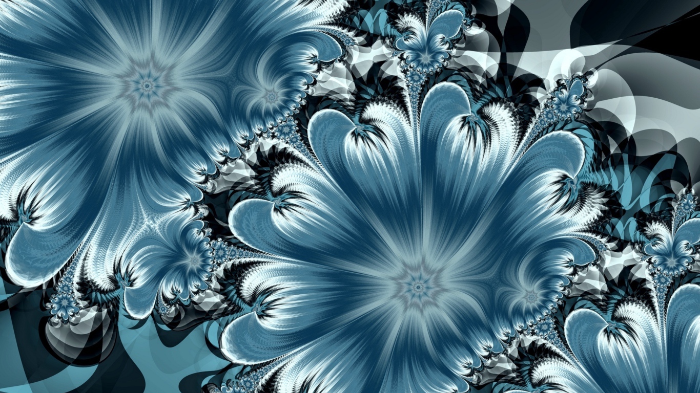 Красивый абстрактный синий цветок с узорами 