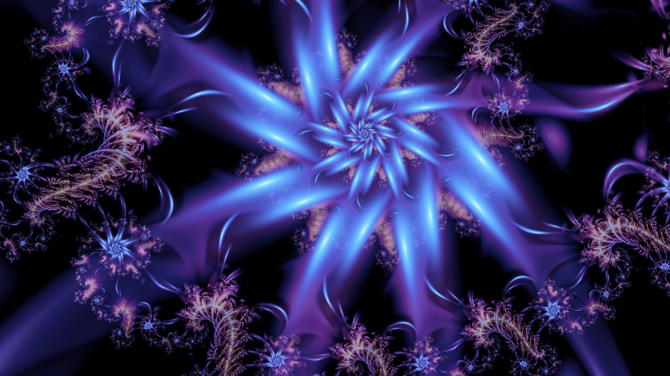 Красивый неоновый абстрактный цветок на черном фоне 