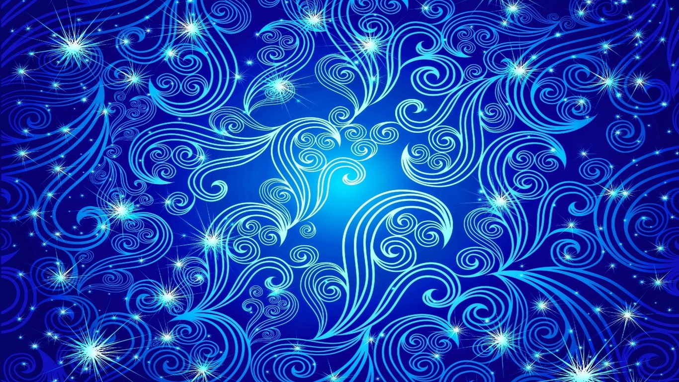 Красивые неоновые волны на голубом фоне 