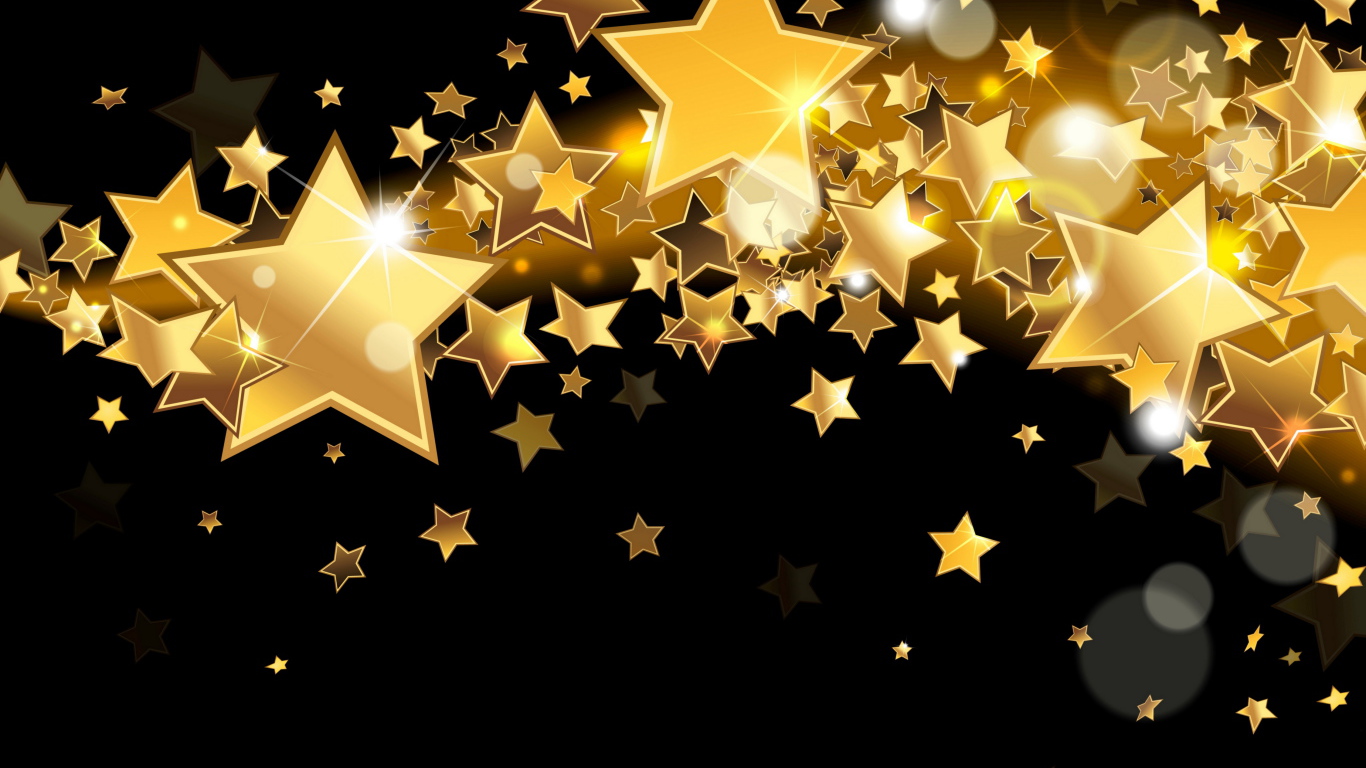 Яркие золотые звезды на черном фоне