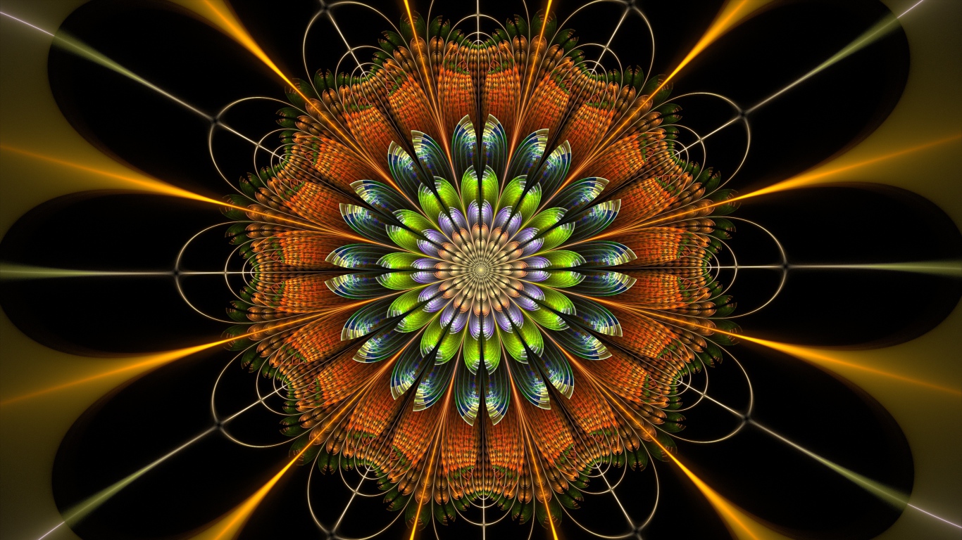 Цифровой цветок мандала крупным планом