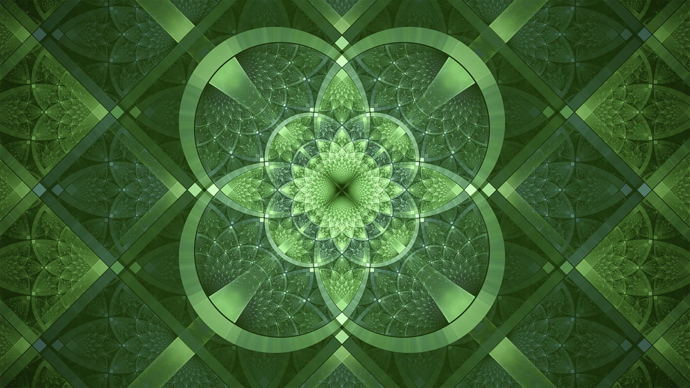 Фрактальный зеленый узор с фигурами