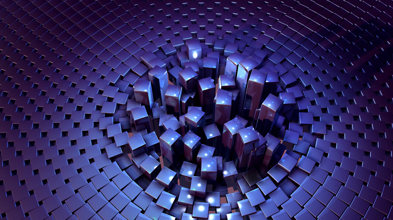 Много фиолетовых кубов 3д графика