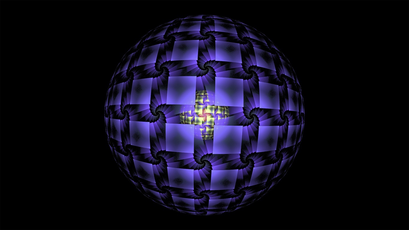 Фиолетовая сфера на черном фоне фрактал