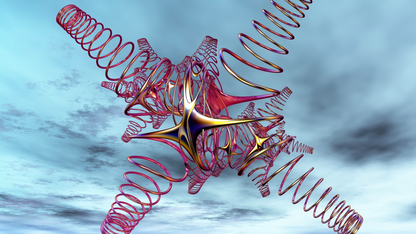 Красный спиральный рисунок на фоне неба