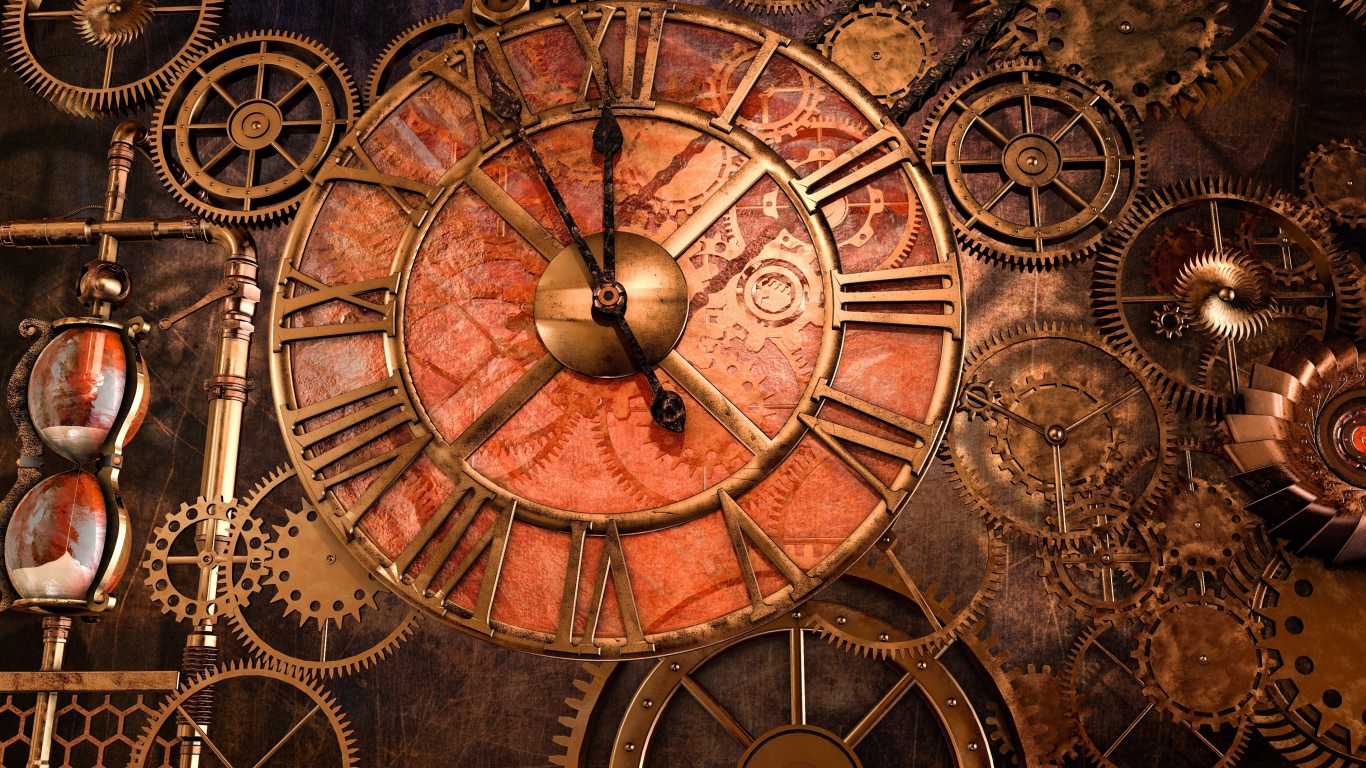 Старинные часы с шестеренками крупным планом