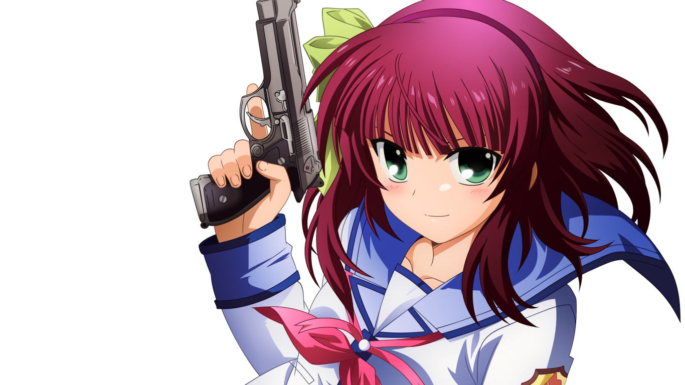 Girl with a gun in hand anime Angel Beats! Pistols