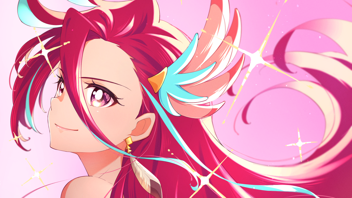 Девушка с длинными розовыми волосами аниме  Pretty Cure!