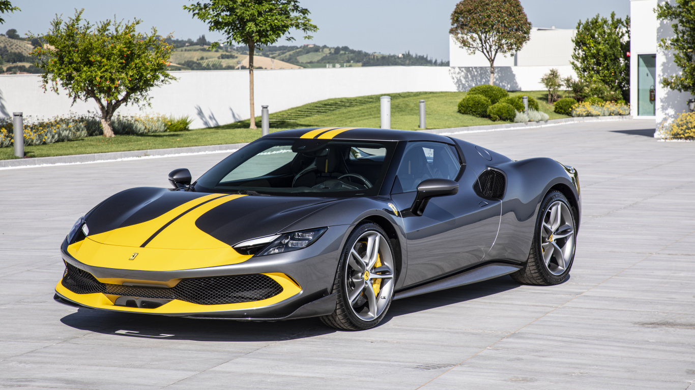 Серебристый спортивный Ferrari 296 GTB Assetto Fiorano 2022 года