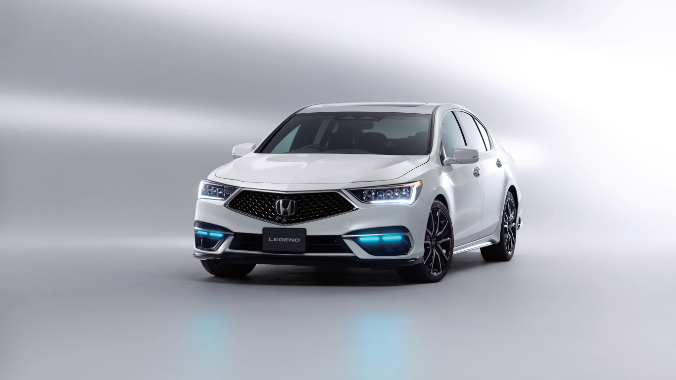 Белый автомобиль Honda Legend EX, 2021 года на сером фоне