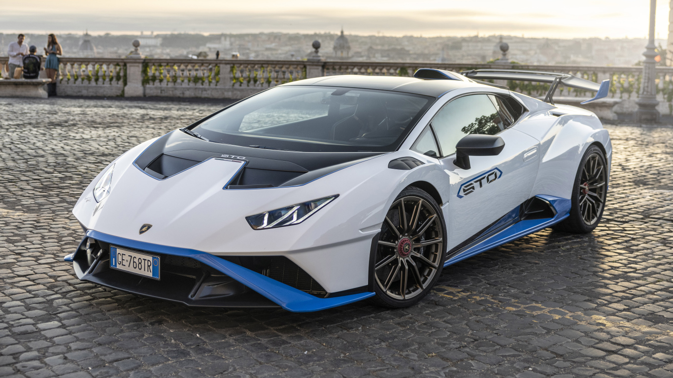 Автомобиль Lamborghini Huracán STO 2021 года крупным планом