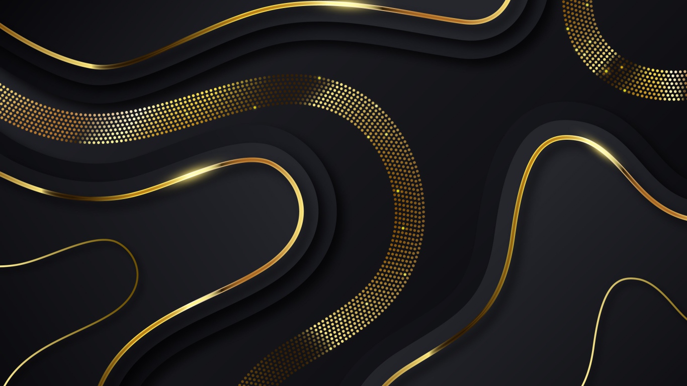 Черный фон с золотыми волнами 