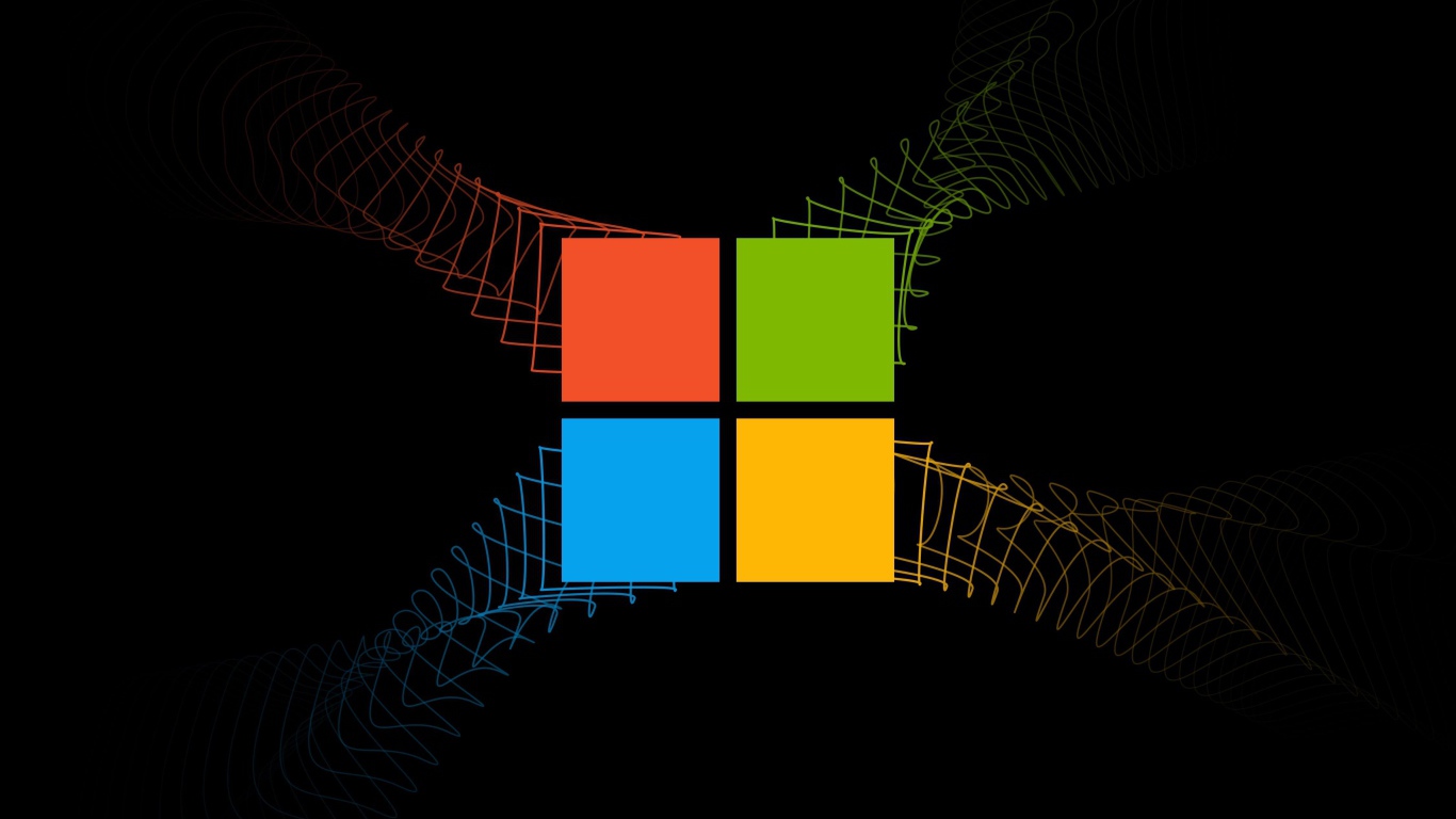 Разноцветный значок Windows на черном фоне