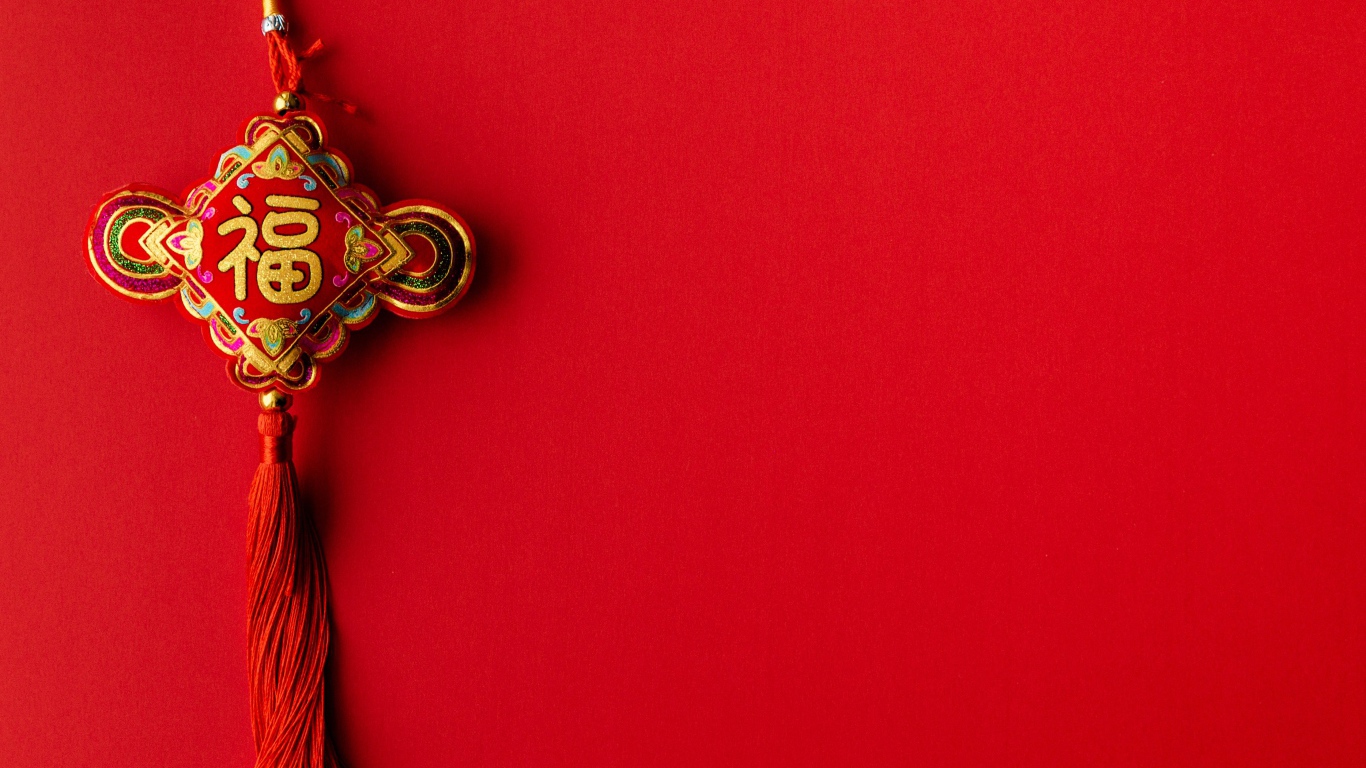 Decoration for chinese new year on red background