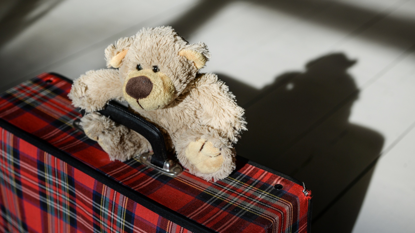 Медвежонок Тедди с большим чемоданом 