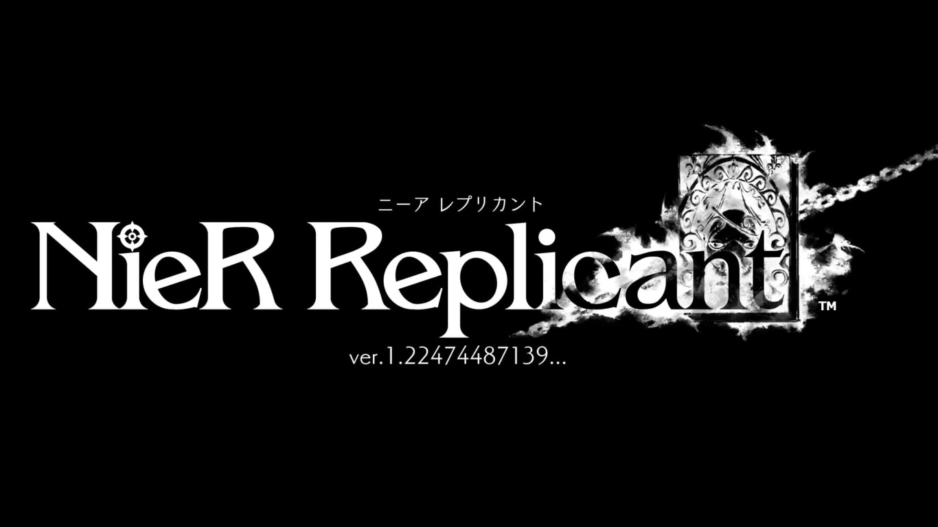 Логотип новой ролевой игры NieR Replicant ver.1.22474487139 на черном фоне