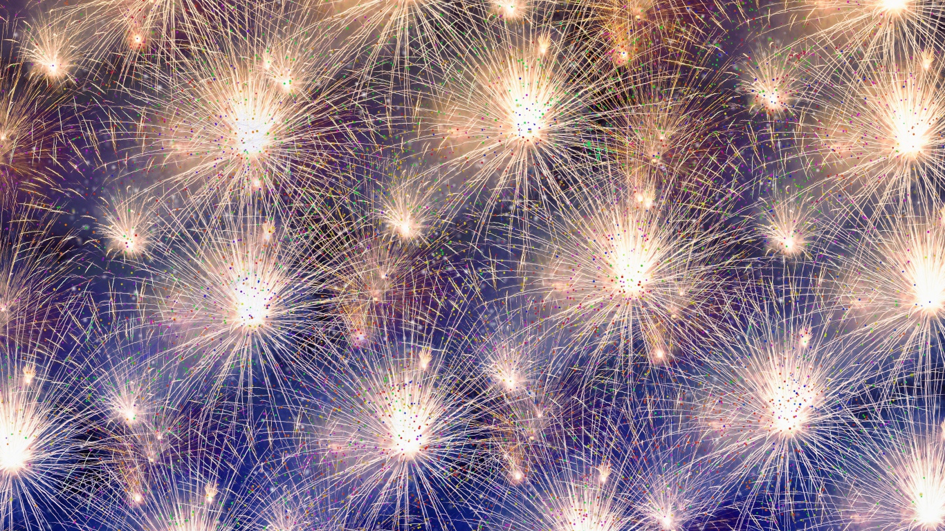 Яркий праздничный салют в небе 