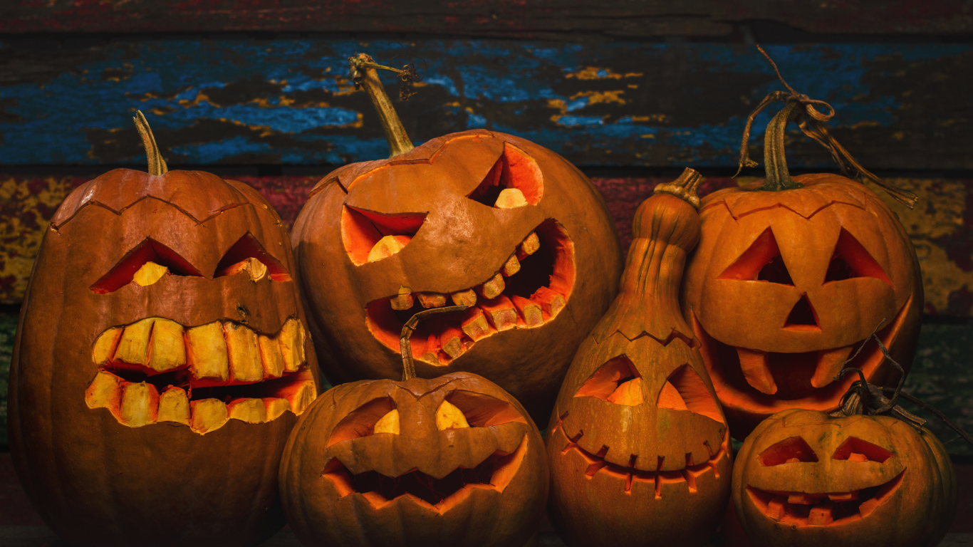Злобные фонари из тыквы декор на Хэллоуин