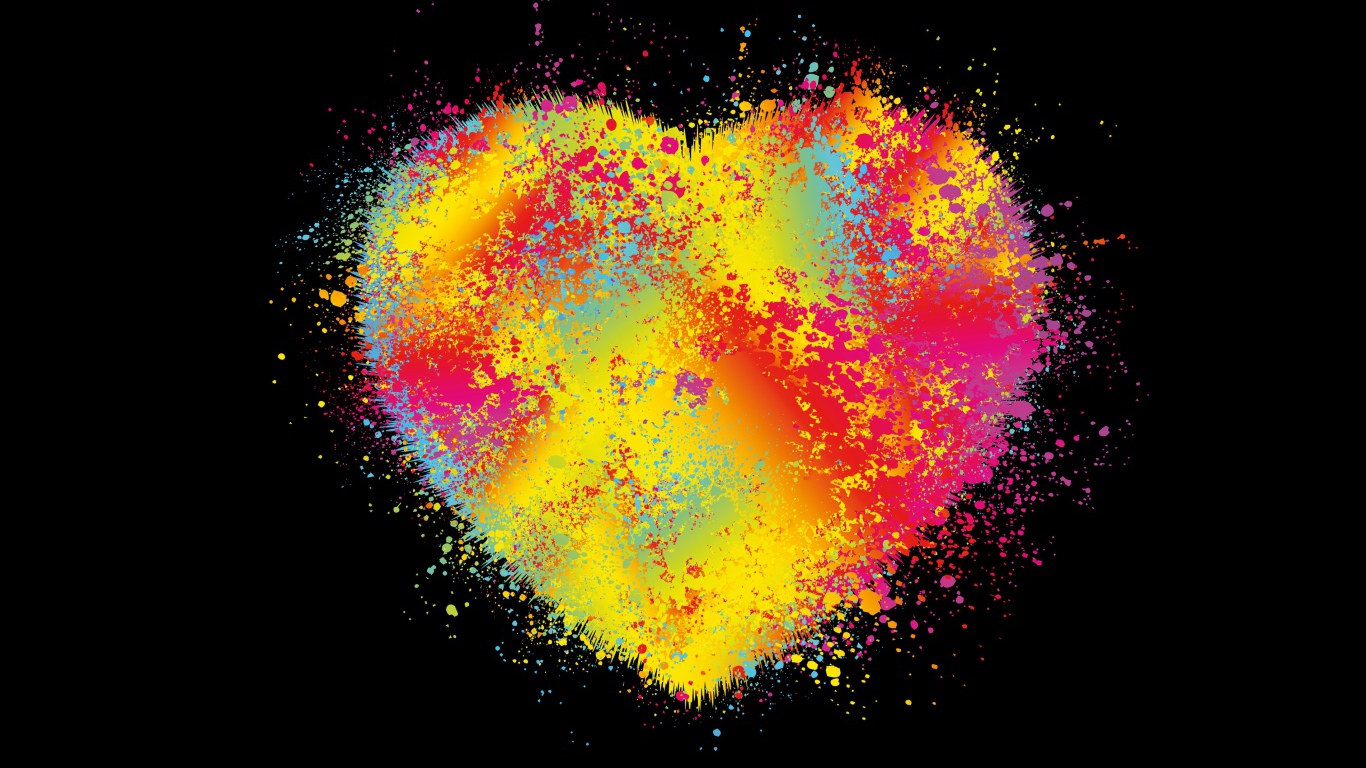 Красочное разноцветное сердце на черном фоне